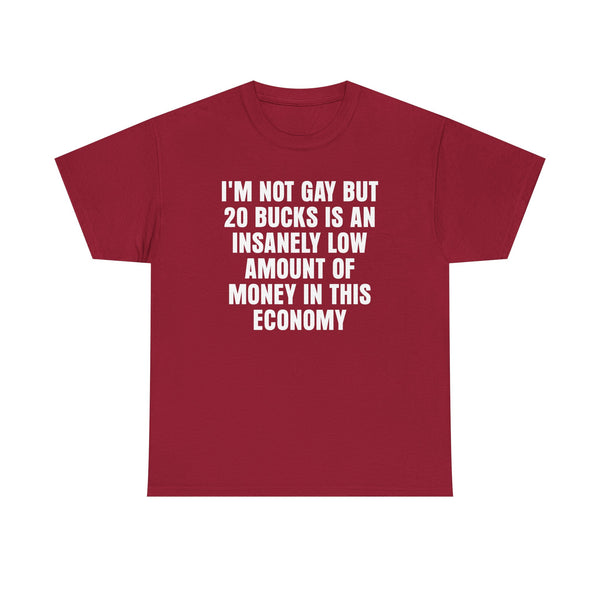 I'm Not Gay But 20 is an Insanely Low Amount of Money in This Economy Unisex t-shirt
