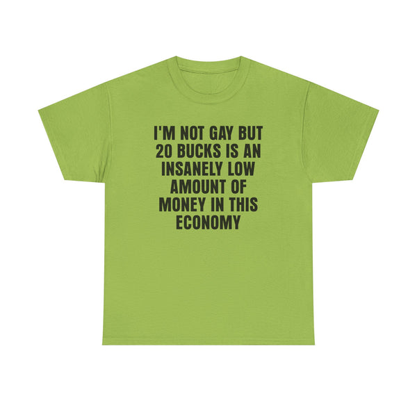 I'm Not Gay But 20 is an Insanely Low Amount of Money in This Economy Unisex t-shirt