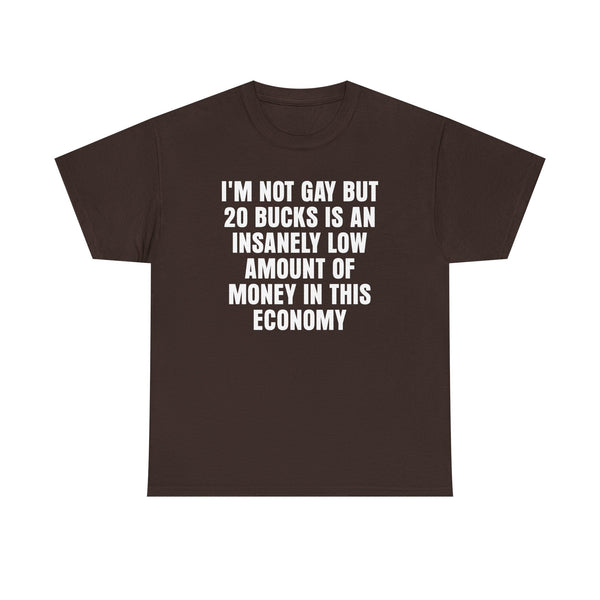I'm Not Gay But 20 is an Insanely Low Amount of Money in This Economy Unisex t-shirt
