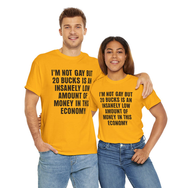 I'm Not Gay But 20 is an Insanely Low Amount of Money in This Economy Unisex t-shirt