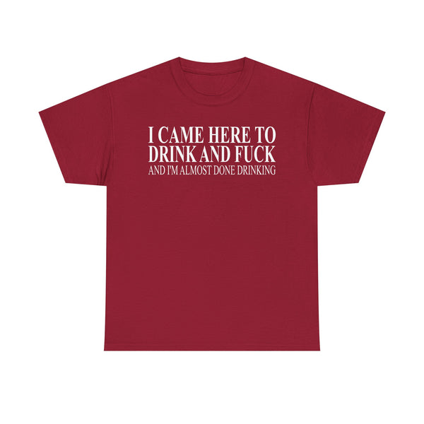 I Came Here To Drink And Fuck And I'm Almost Done Drinking Unisex t-shirt