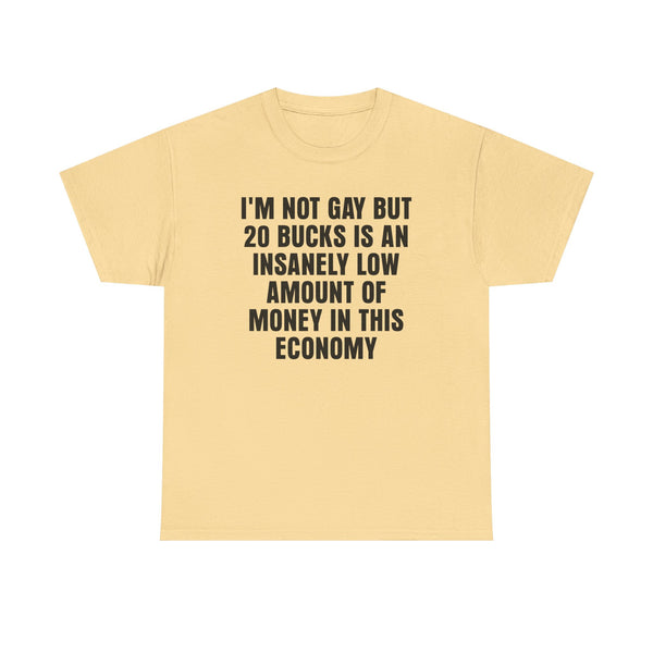 I'm Not Gay But 20 is an Insanely Low Amount of Money in This Economy Unisex t-shirt