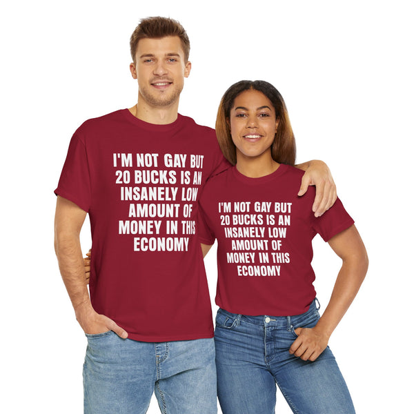 I'm Not Gay But 20 is an Insanely Low Amount of Money in This Economy Unisex t-shirt