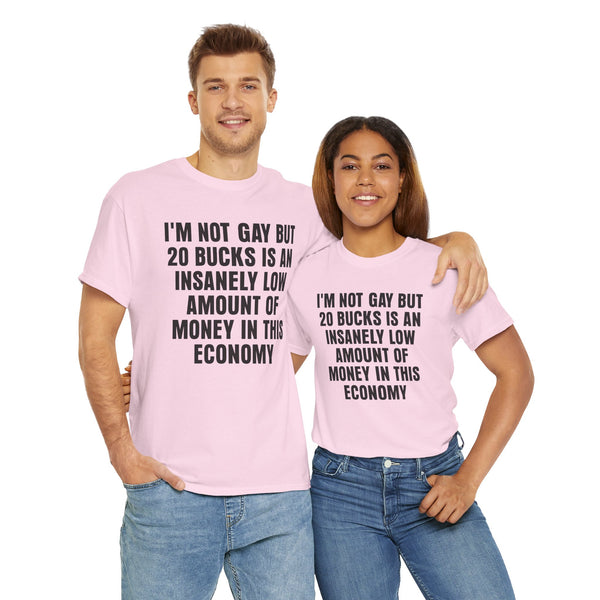I'm Not Gay But 20 is an Insanely Low Amount of Money in This Economy Unisex t-shirt