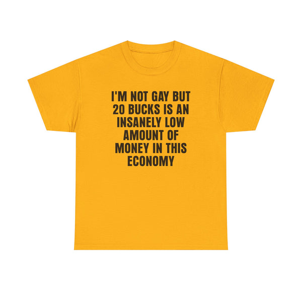 I'm Not Gay But 20 is an Insanely Low Amount of Money in This Economy Unisex t-shirt