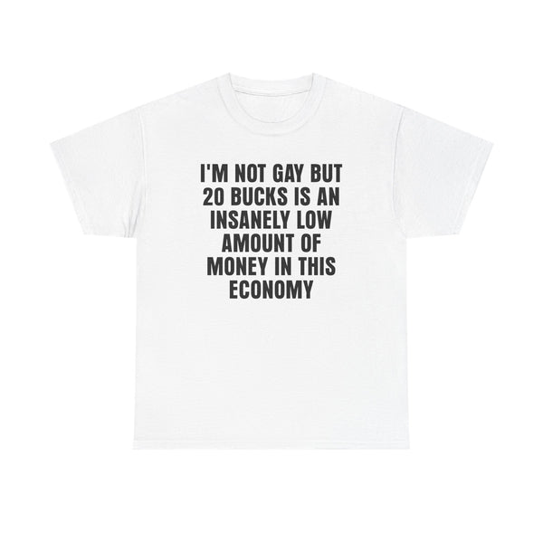 I'm Not Gay But 20 is an Insanely Low Amount of Money in This Economy Unisex t-shirt