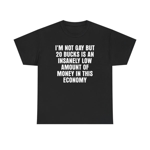 I'm Not Gay But 20 is an Insanely Low Amount of Money in This Economy Unisex t-shirt